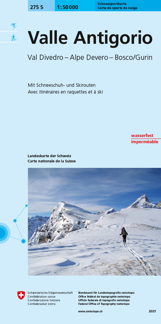 Swisstopo | 275S Valle Antigorio Schneesportkarte