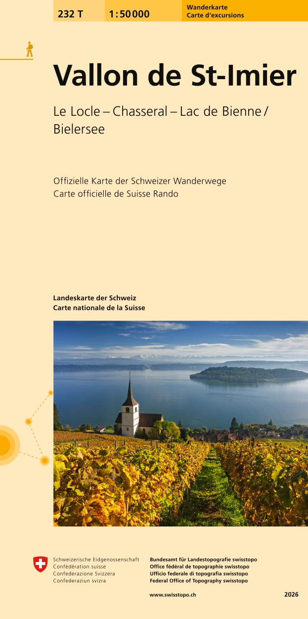 swisstopo | 232T Vallon de St-Imier Carte d'excursions