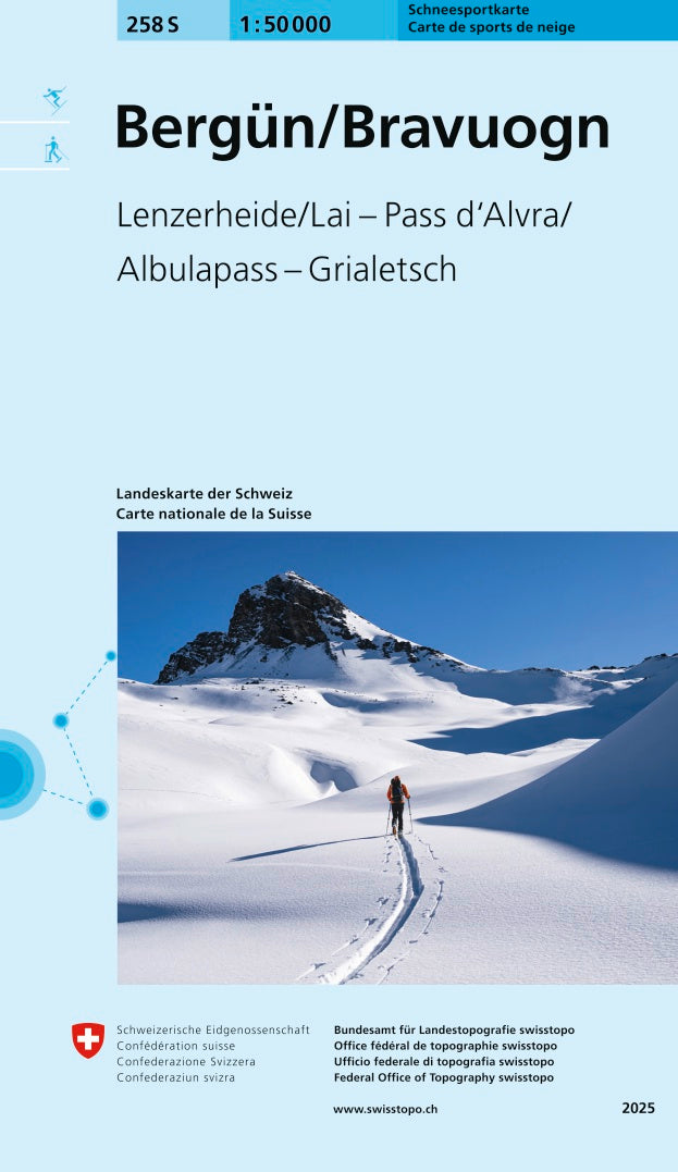 swisstopo | 258S Bergün / Bravuogn Carte de sports de neige