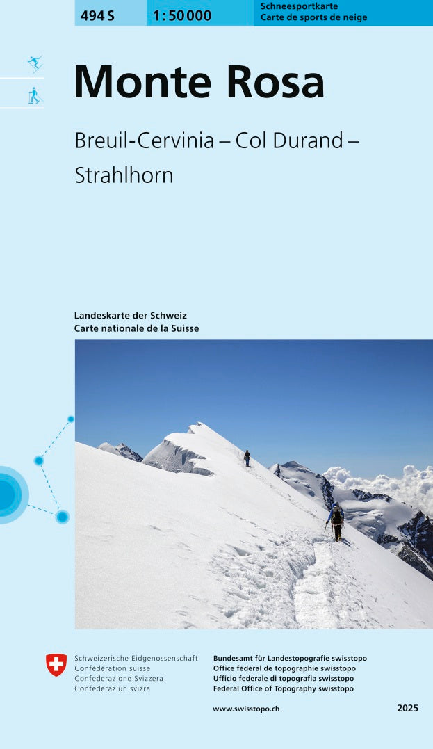 Swisstopo | 494S Monte Rosa Schneesportkarte - SAC-Shop