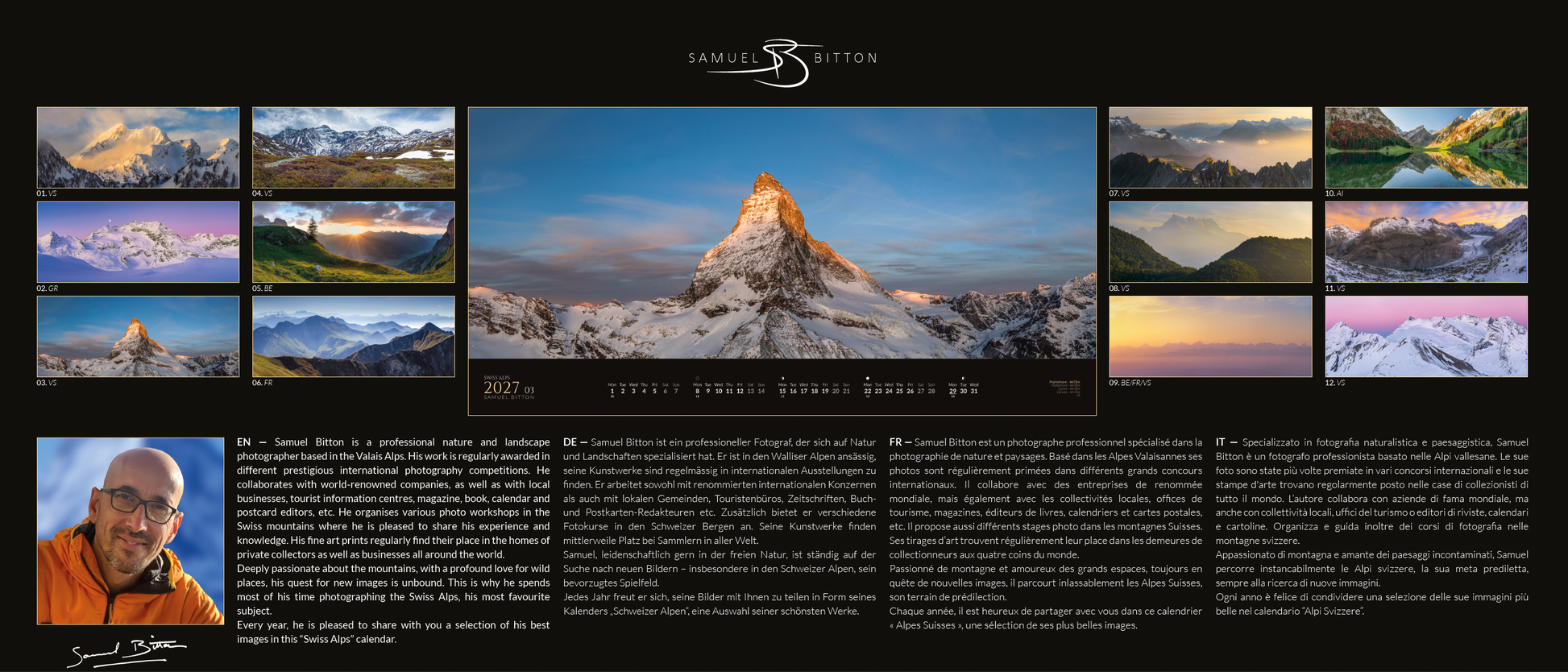 Samuel Bitton | Schweizer Alpen – Kalender 2027 - SAC-Shop