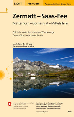 Swisstopo | 3306T Zermatt - Saas-Fee Wanderkarte